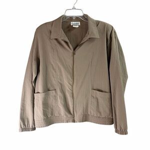 Vintage TEDDI Women’s Zip Front Lightweight Jacket Size Large Taupe
